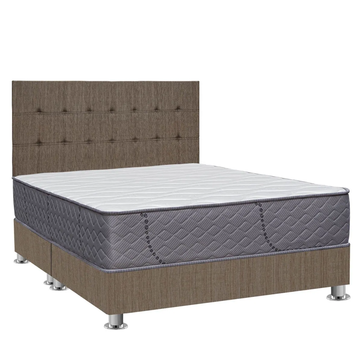 FORLI - Dormitorio Capella Forli Queen + Colchón+ Box Tarima + Cabecera + Almohada + Protector