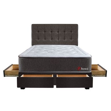 Dormitorio con 4 Cajones Boreal Pocket Queen Forli + Cabecera + Almohada + Protector