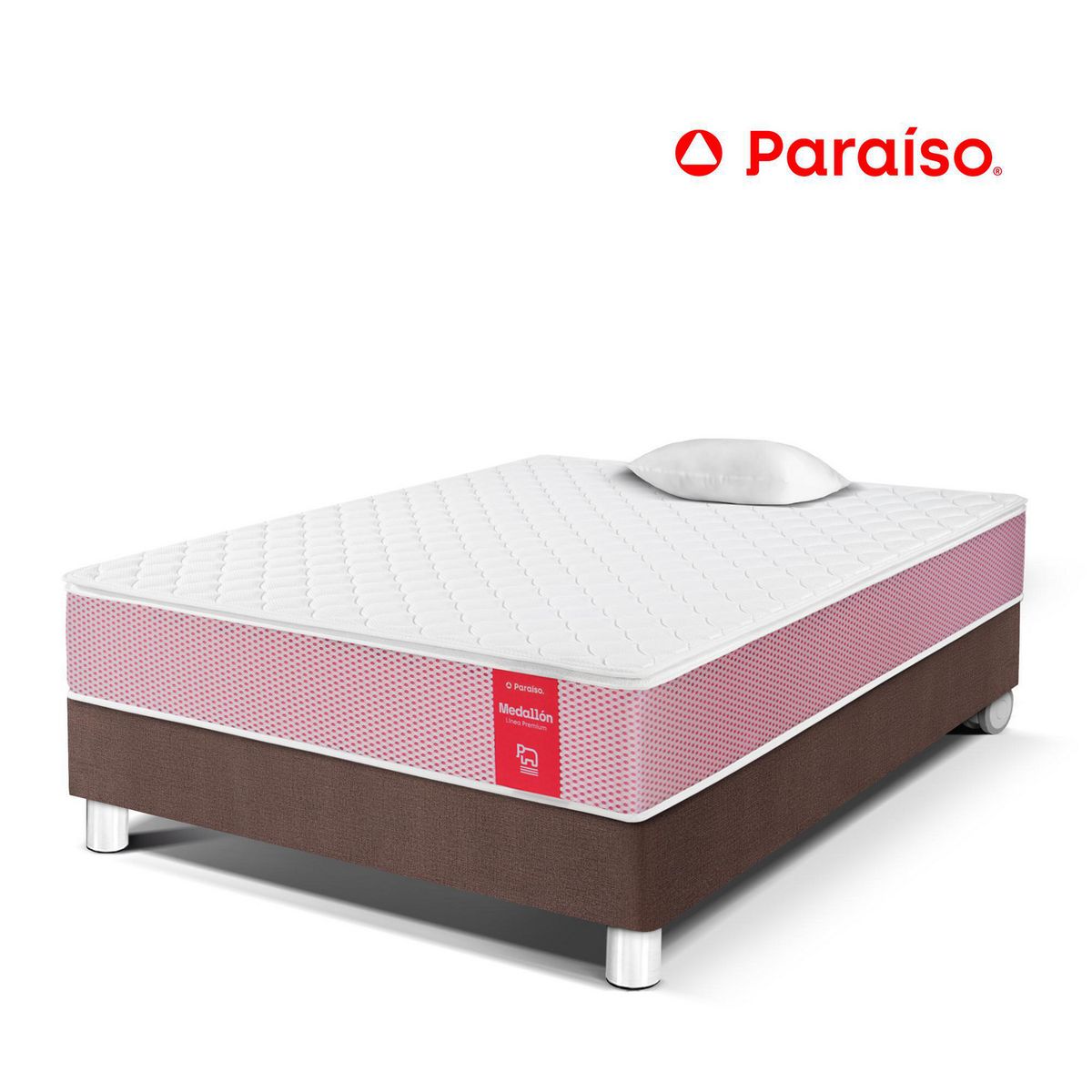 PARAISO - Cama Medallón Ergo 1.5 Plazas + Almohada + Protector