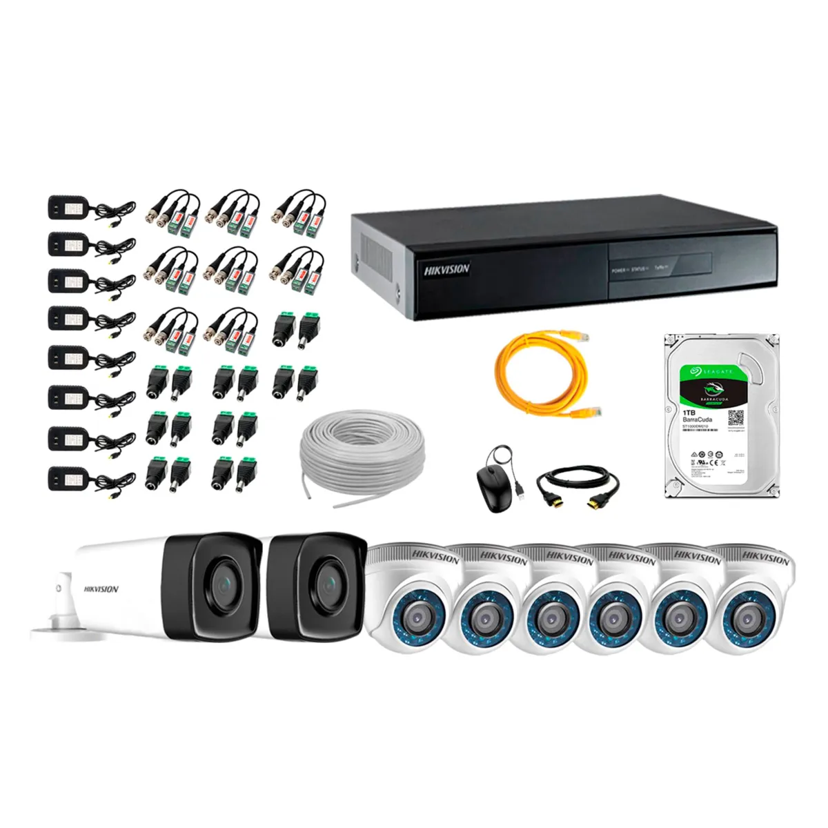 HIKVISION - Kit Cámara de Seguridad Kit 8 Full HD 1080P 1TB + Cámara de Seguridad Exterior IT3F KIT08-FHD-D073