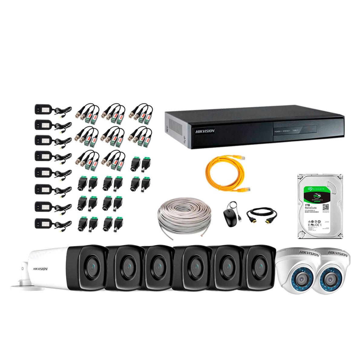 HIKVISION - Kit Cámara de Seguridad Kit 8 Full HD 1080P 1TB + Cámara de Seguridad Exterior IT3F KIT08-FHD-D089