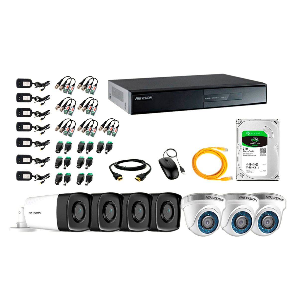 HIKVISION - Cámaras Seguridad Kit 7 Full HD 1080P 2TB + Cámara Exterior Mayor Alcance IT3F P2P