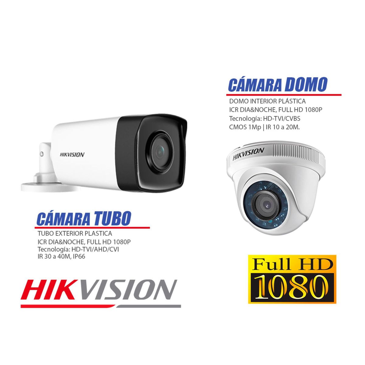 HIKVISION - Kit Cámara de Seguridad Kit 5 Full HD 1080P 2TB + Cámara de Seguridad Exterior IT3F P2P