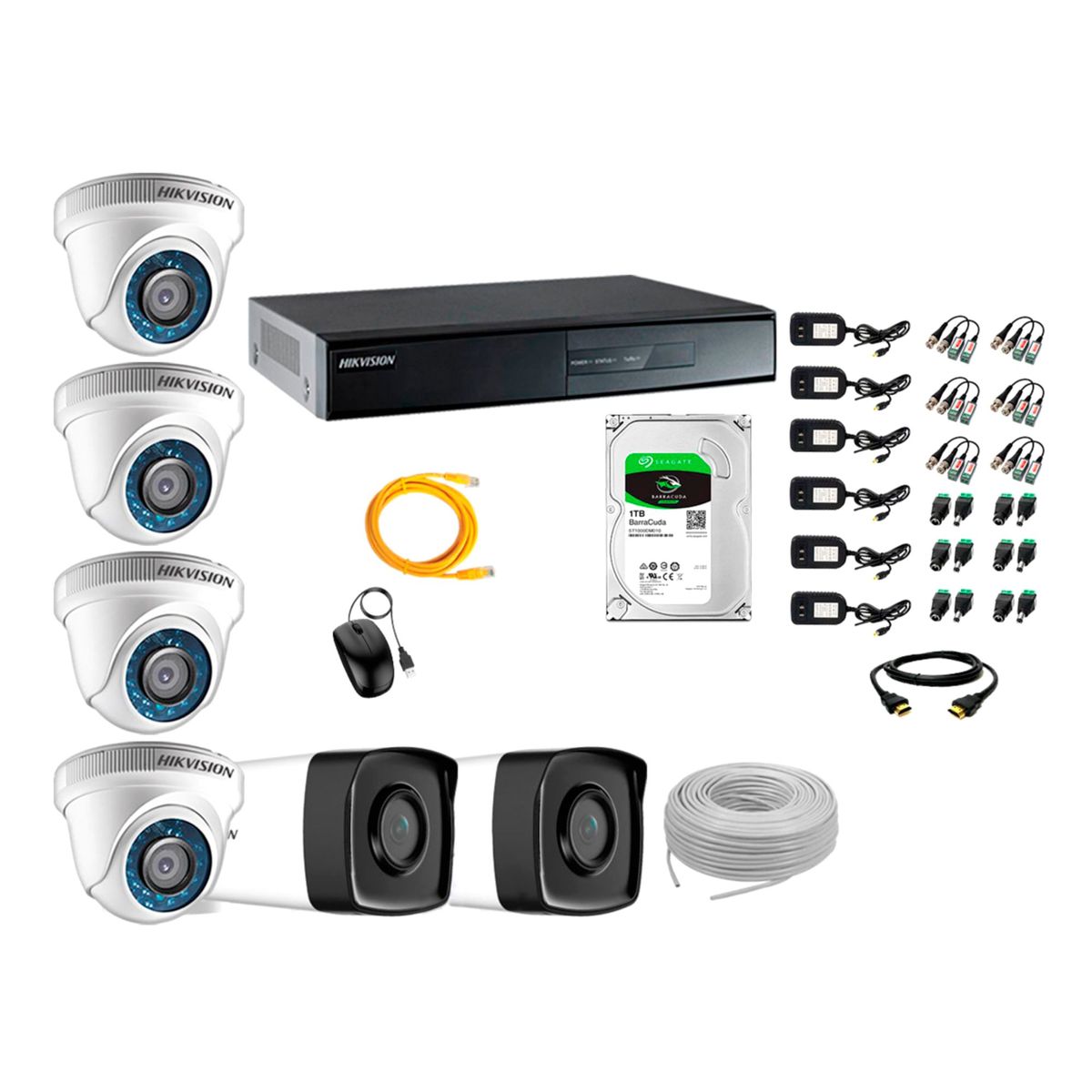 HIKVISION - Kit Cámara de Seguridad Kit 6 Full HD 1080P 1TB + Cámara de Seguridad Exterior IT3F KIT06-FHD-D034