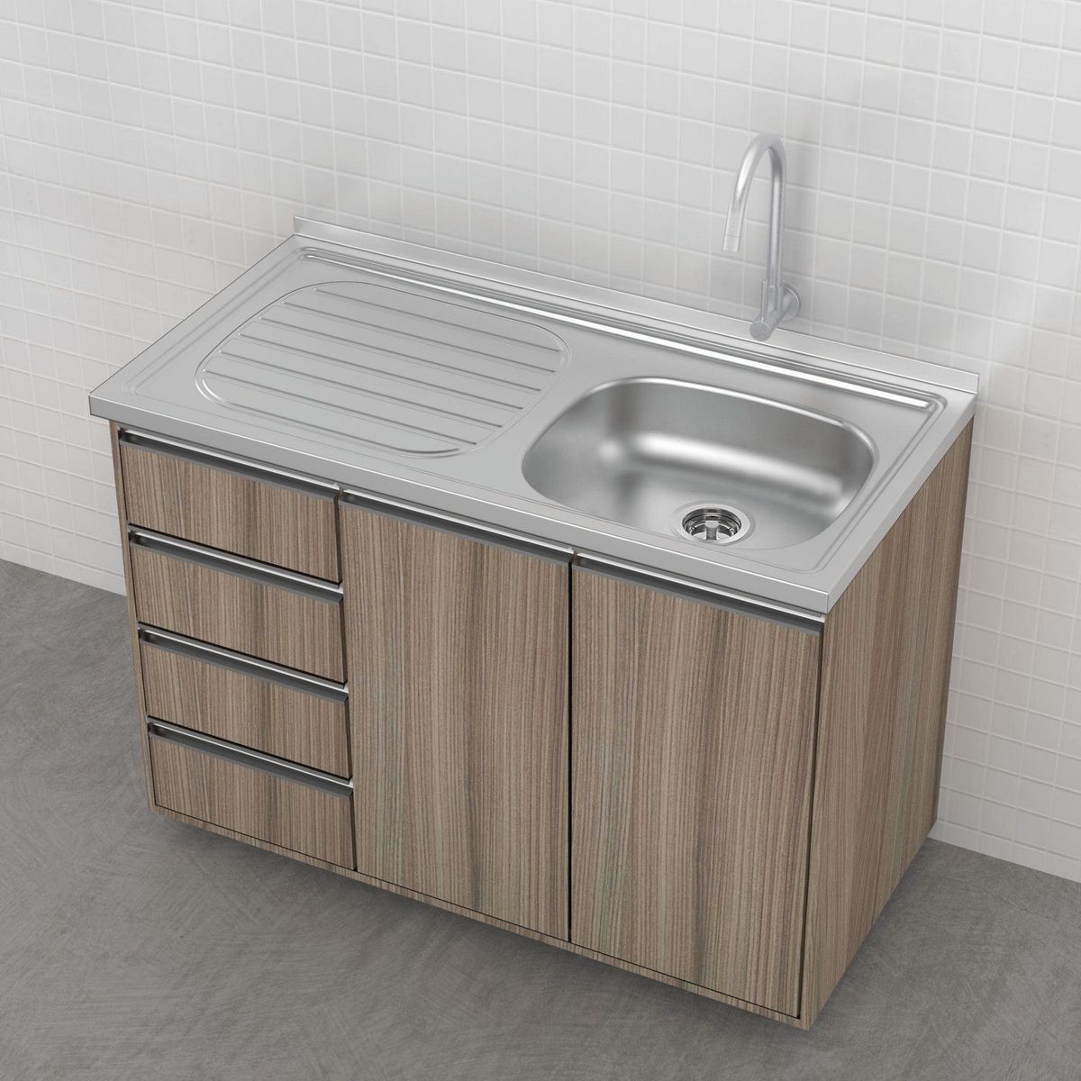 TRAMONTINA - Lavadero Sobreponer 01 Poza con escurridor Izquierda 100x50 cm