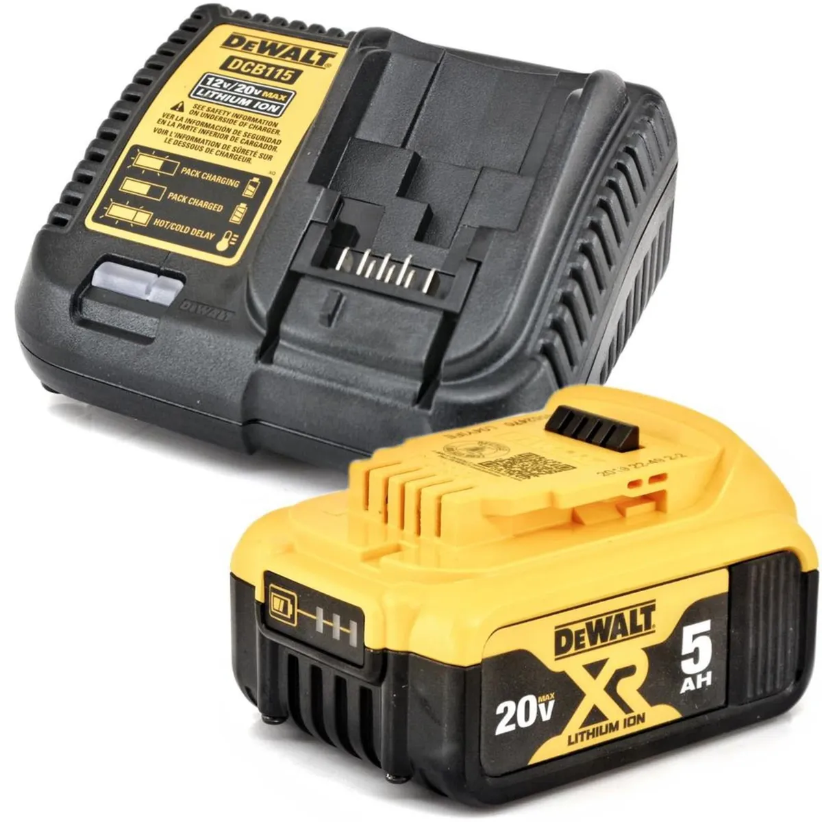DEWALT - Bateria 5.0Ah 20V Max DCB205 + Cargador 12/20V DCB115 Dewalt