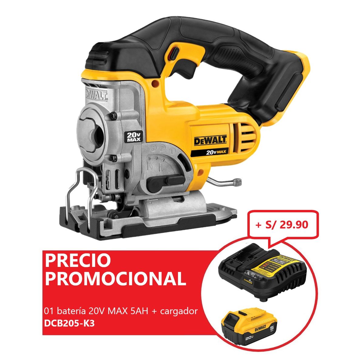 DEWALT - Sierra Caladora Inalámbrica Dewalt 20V DCS331B (Sin batería)