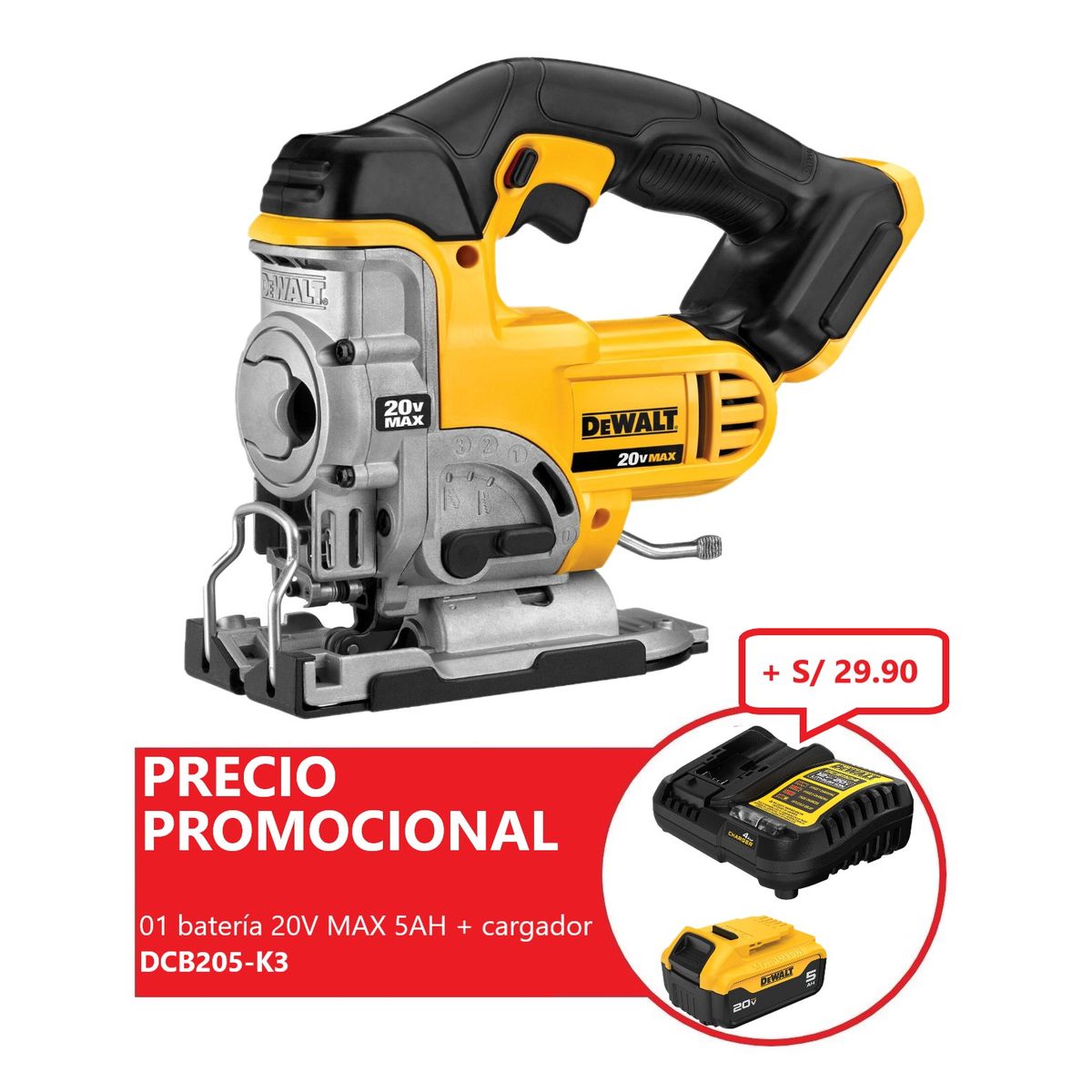 DEWALT - Sierra Caladora Inalámbrica Dewalt 20V DCS331B (Sin batería)