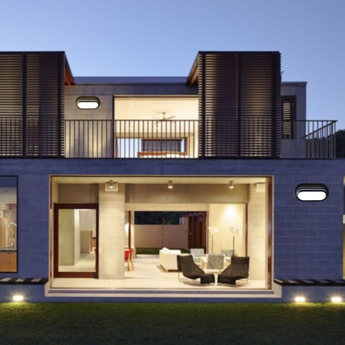 LUMINIKA - Aplique ovalado Led rejilla 20W Luz amarilla