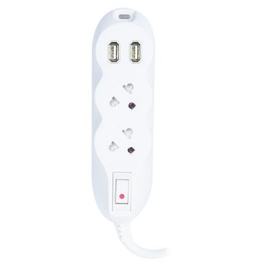 Extensin 2 Tomas 2 Puertos USB 7 Metros Blanco