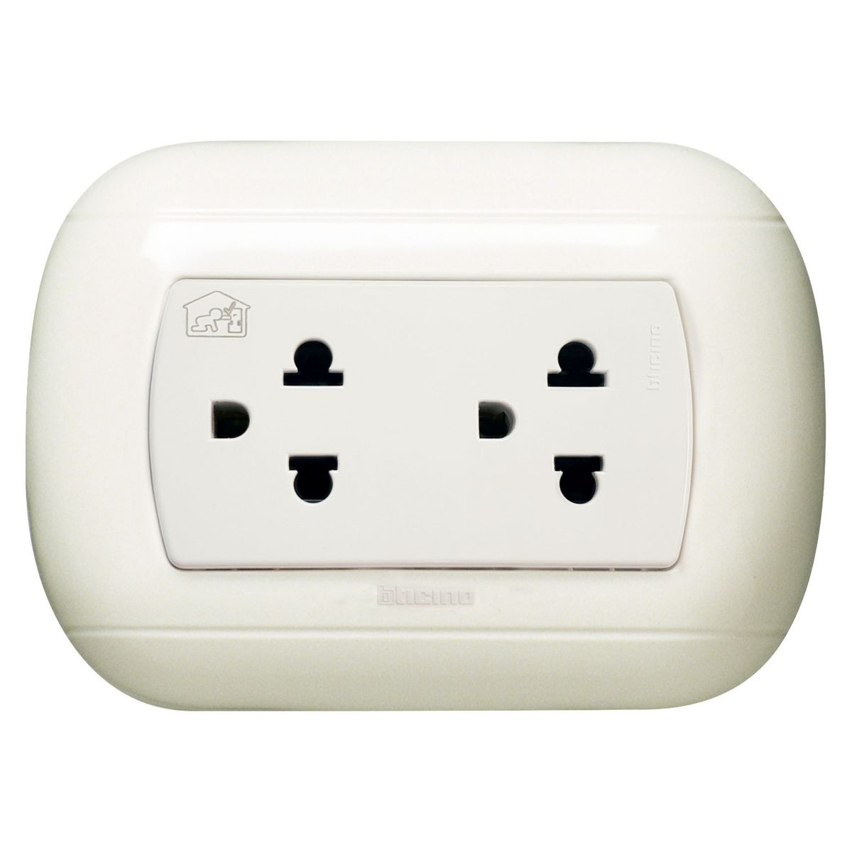 BTICINO - Tomacorriente Doble P/T Oval Blanco