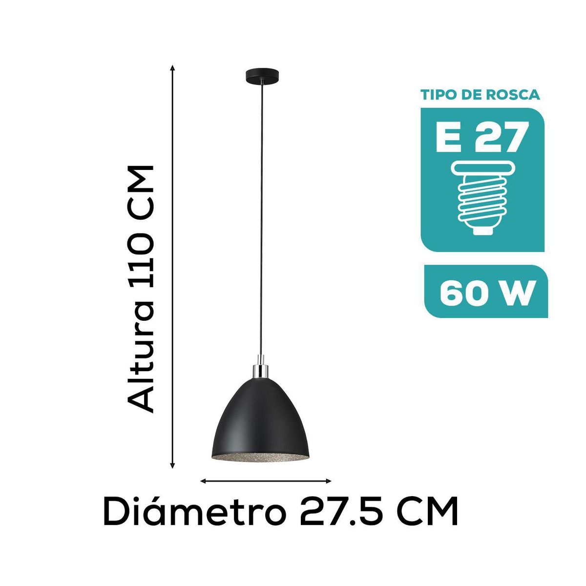 EGLO - Luminaria Colgante Eglo Mareperla E27 1x60w H1100 Ø275