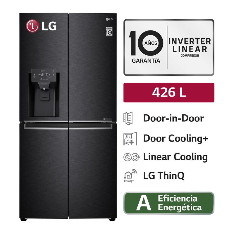 LG - Refrigeradora LM57SDT 426L Hygiene Fresh French Door Negro Mate LG