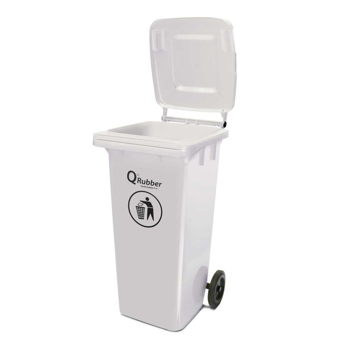 QRUBBER - Contenedor de Basura 120 Lts. Blanco