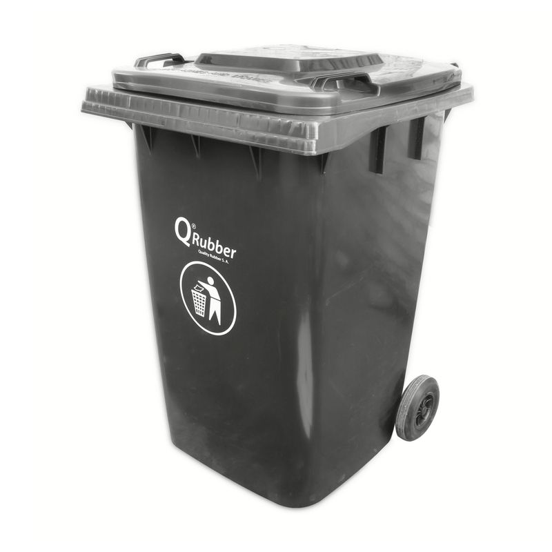QRUBBER - Contenedor de Basura 360 Lts. Gris