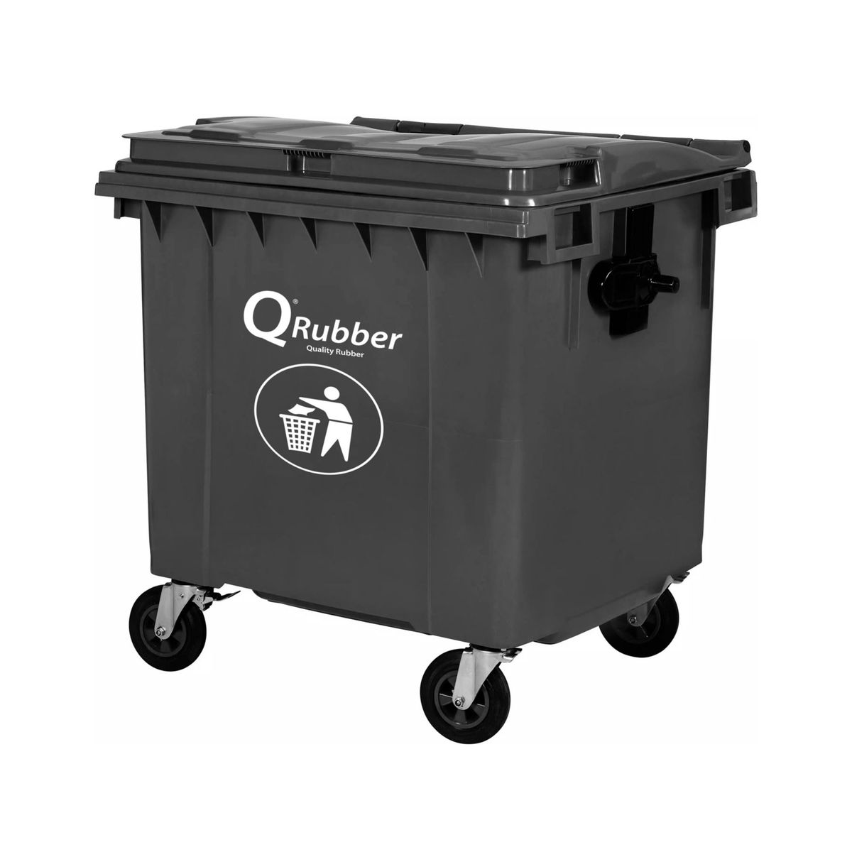 QRUBBER - Contenedor de Basura 660 Lts. Gris