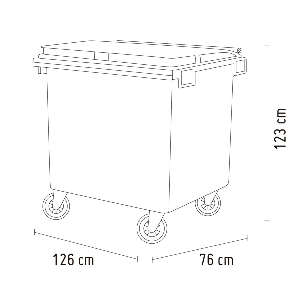 QRUBBER - Contenedor de Basura 660 Lts. Gris