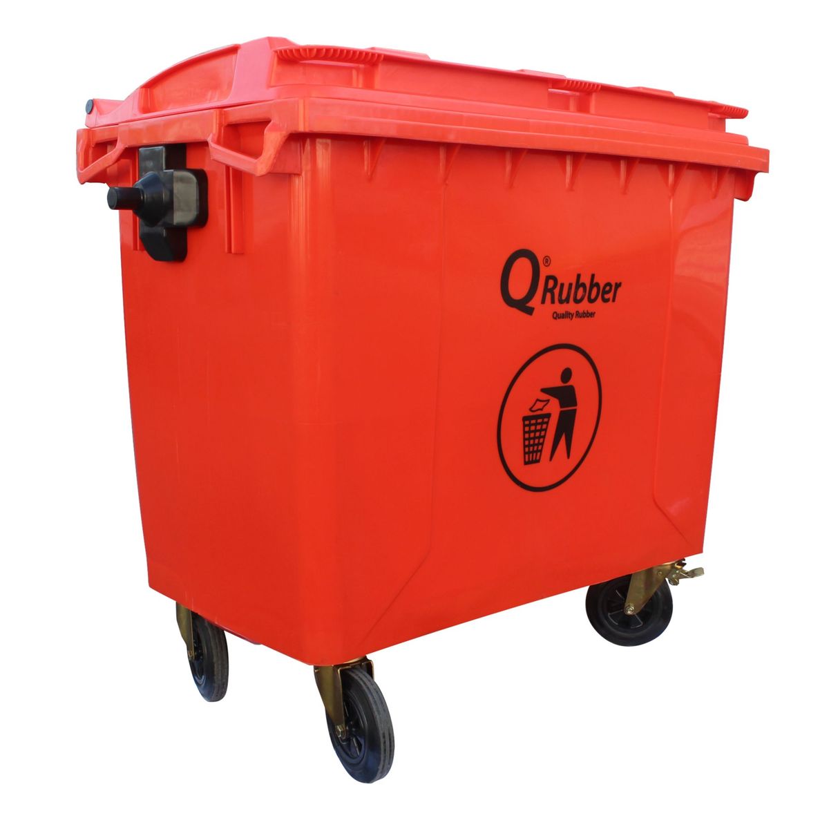 QRUBBER - Contenedor de Basura 660 Lts. Rojo