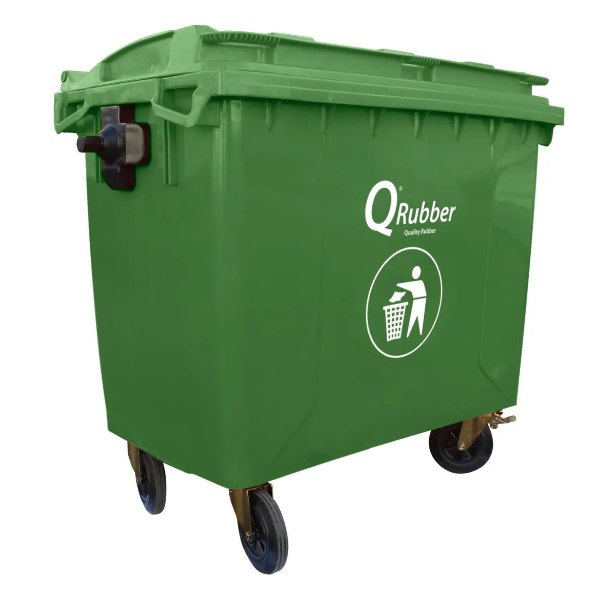 QRUBBER - Contenedor de Basura 660 Lts. Verde