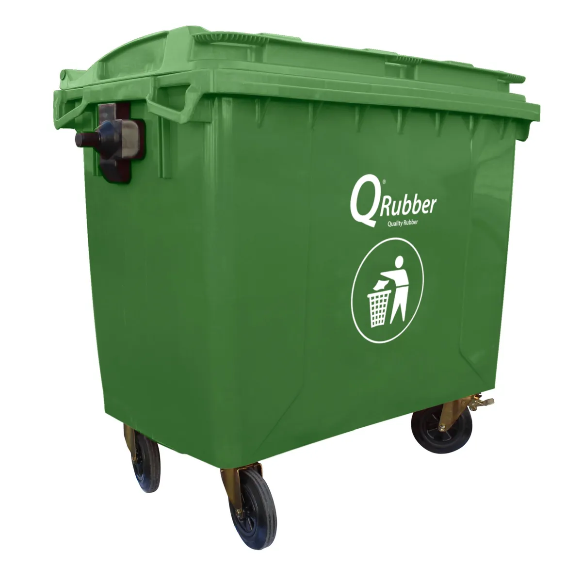 QRUBBER - Contenedor de Basura 660 Lts. Verde
