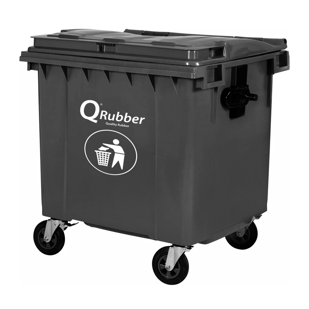 QRUBBER - Contenedor de Basura 1100 Lts. Gris