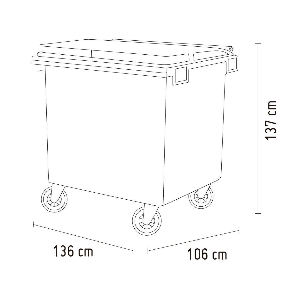 QRUBBER - Contenedor de Basura 1100 Lts. Gris