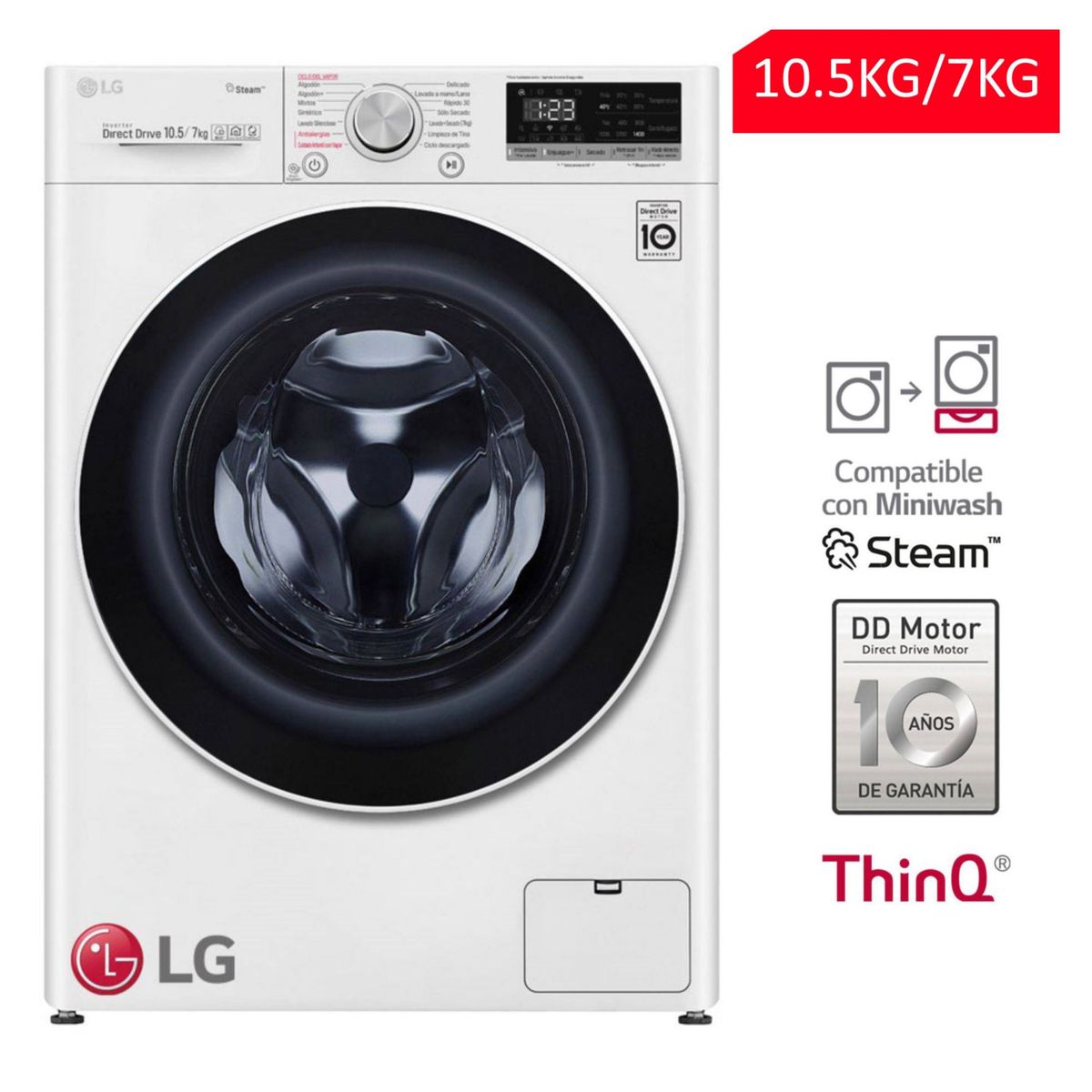 LG - Lavaseca Lg 10.5/7 Kg WD10WVC4S6