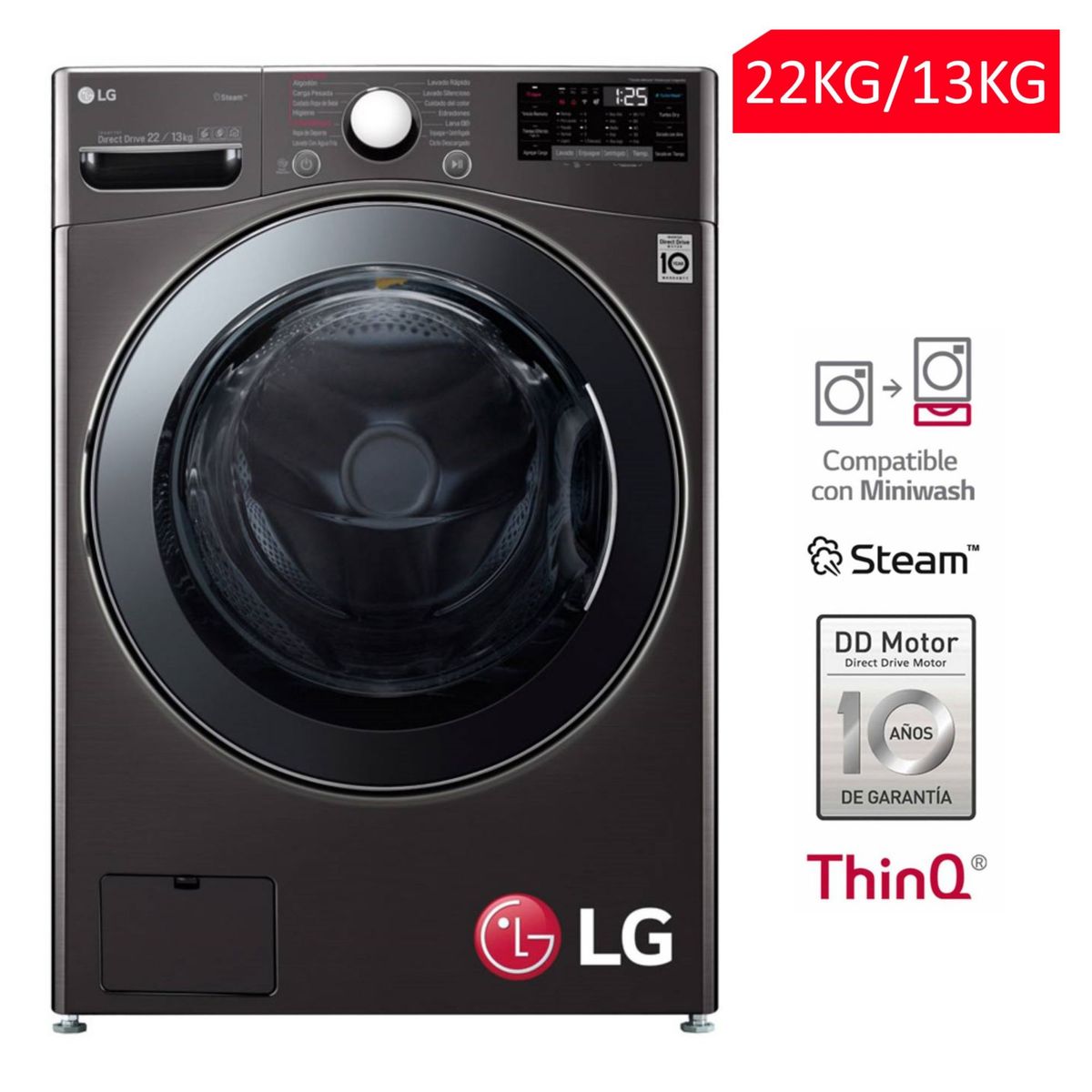LG - Lavaseca Lg 22/13 Kg WD22BV2S6