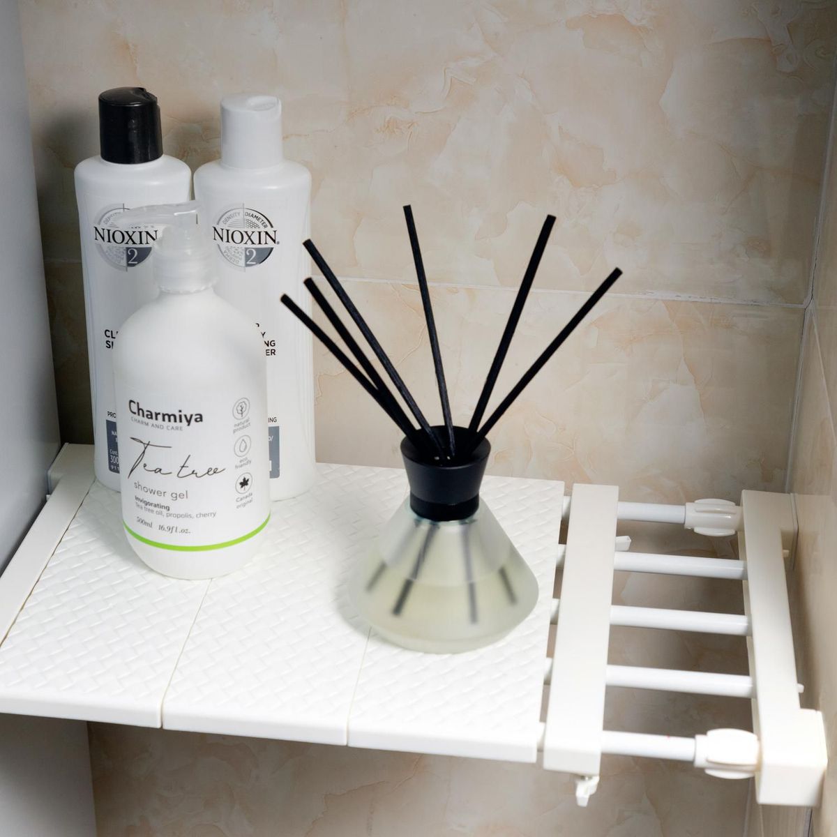 JUST HOME COLLECTION - Repisa Plástico Extendible 24x30x3cm Blanco