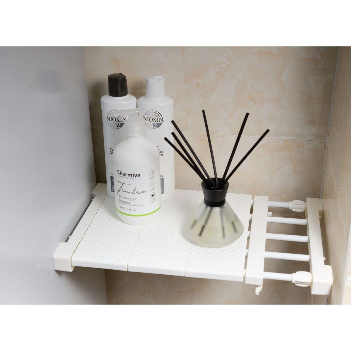 JUST HOME COLLECTION - Repisa Flotante Plástica Extendible 38x24x24cm Blanco