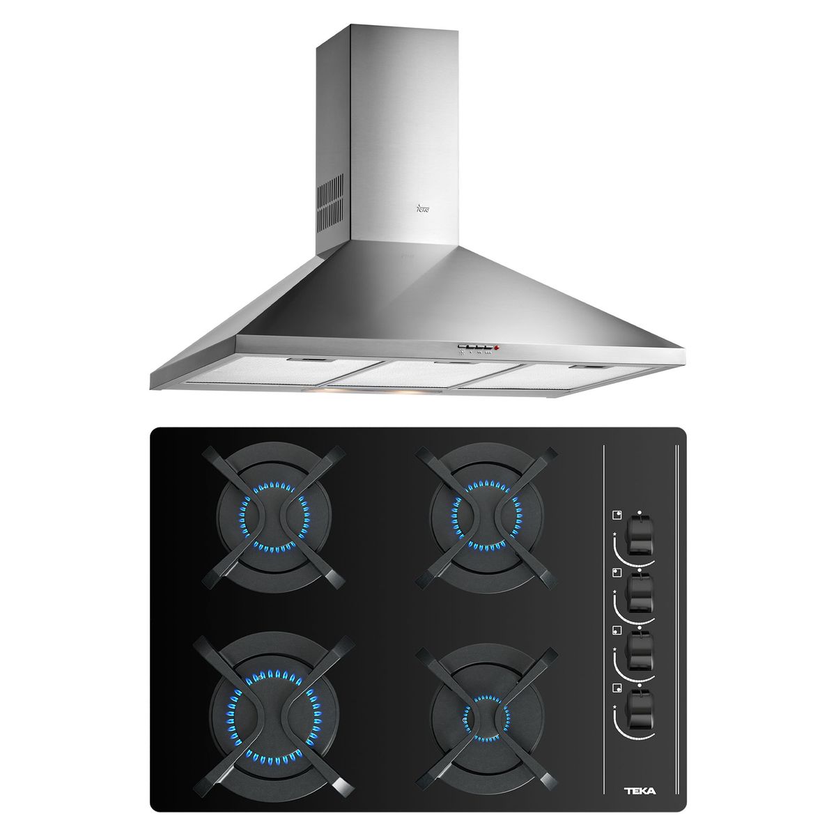 TEKA - Combo Teka Cocina Empotrable 4 Hornillas GBC-64003 + Campana Extractora 90cm DBB-90