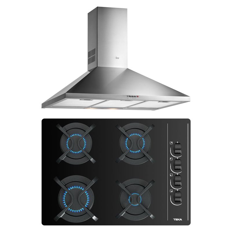 TEKA - Combo Teka Cocina Empotrable 4 Hornillas GBC-64003 + Campana Extractora 90cm DBB-90
