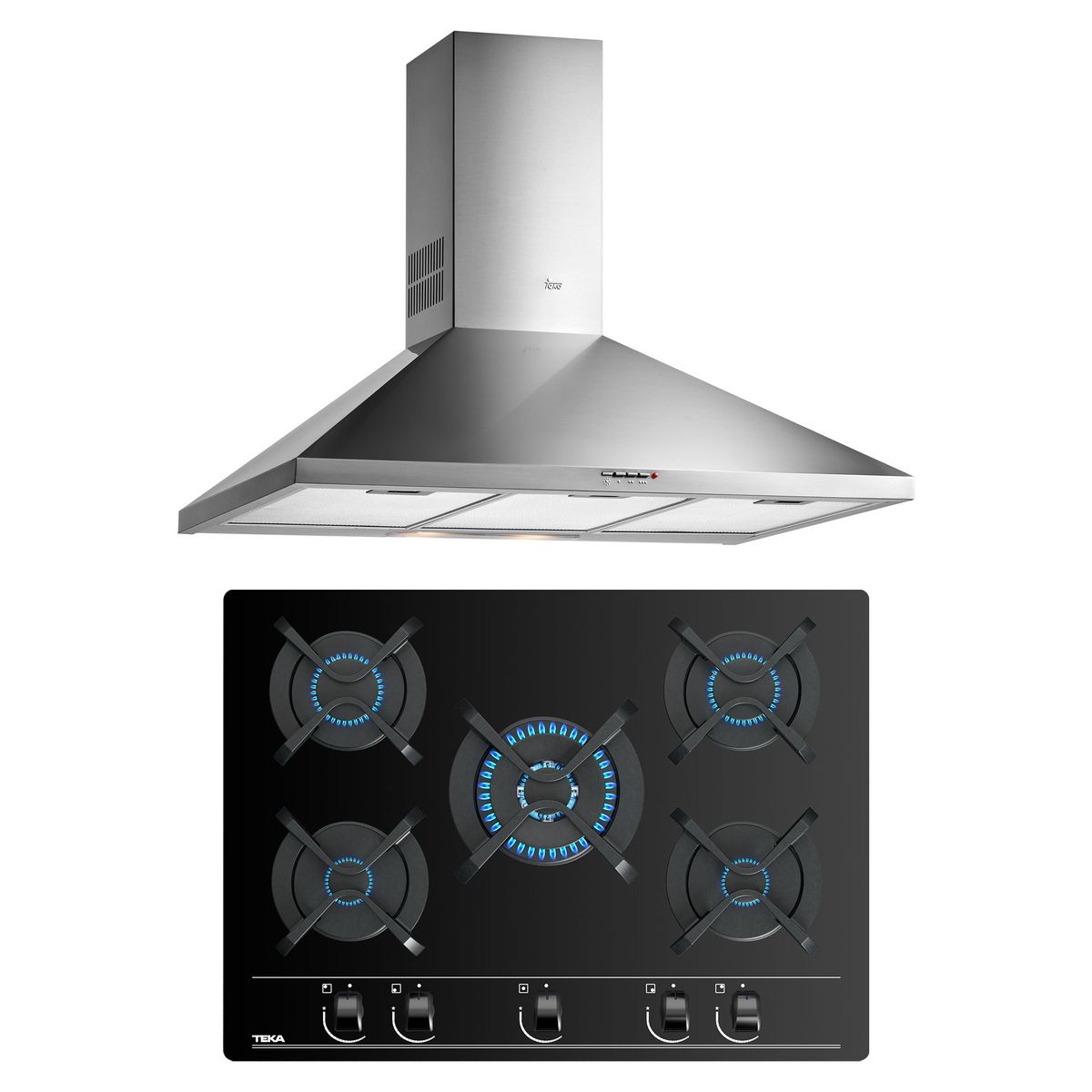 TEKA - Combo Cocina Empotrable 5 Quemadores GBC-75030 + Campana 90cm DBB-90