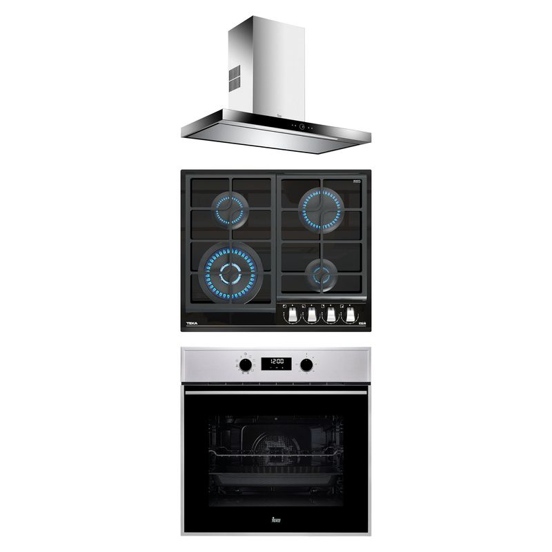 TEKA - Tricombo Cocina Empotrable 4 Quemadores GZC-64320 + Campana 90cm DPL-986T + Horno Eléctrico 70L HSB-635