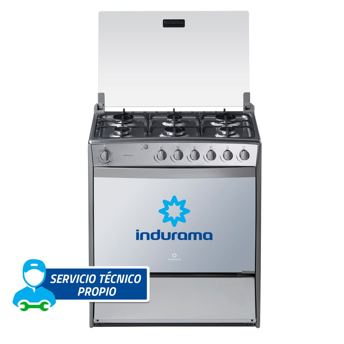 INDURAMA - Cocina Indurama a Gas 6 Hornillas Versalles Quarzo Croma