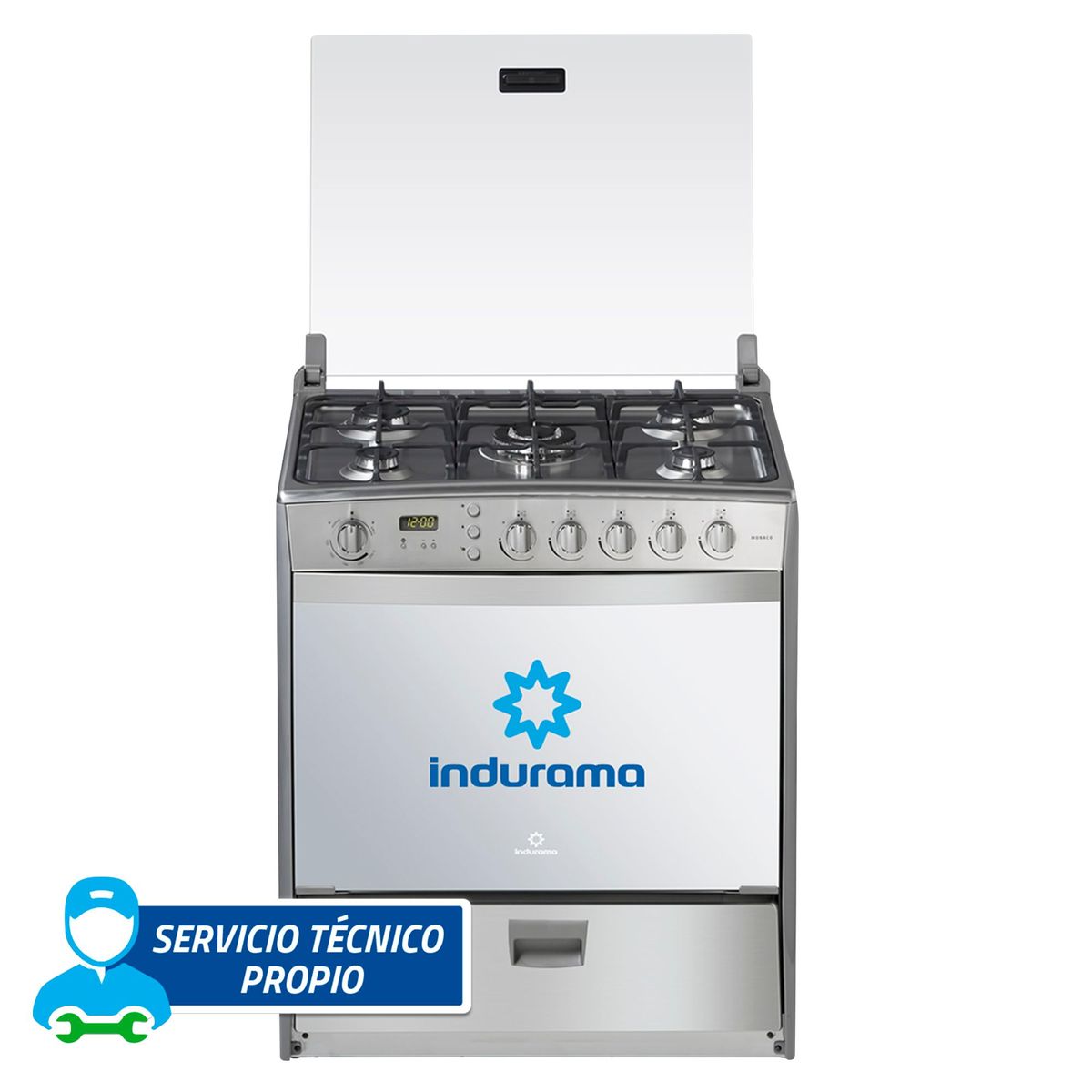 INDURAMA - Cocina Indurama a Gas 5 Hornillas Monaco Quarzo Croma