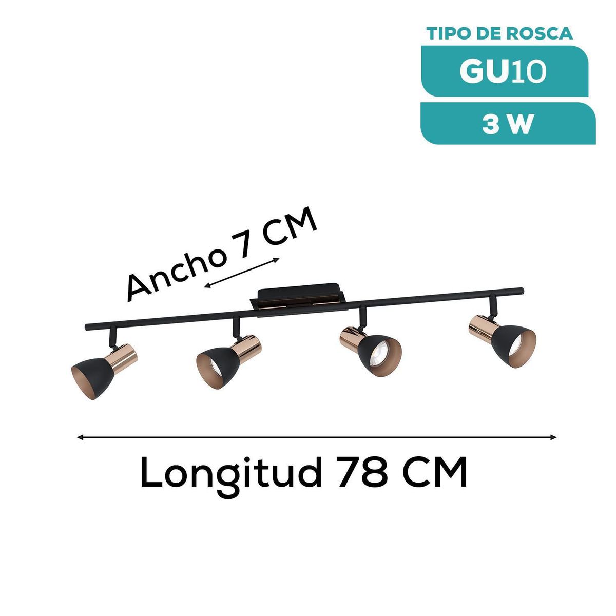 Lámpara Eglo Barnham Gu10-Led 4x3,3w, marca Eglo - Foto Principal