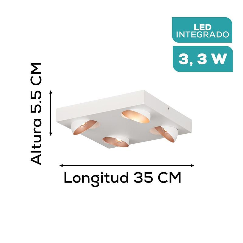 EGLO - Luminaria Spot Eglo Ronzano LED 4x3.3w 1360lm L350 B350 H55