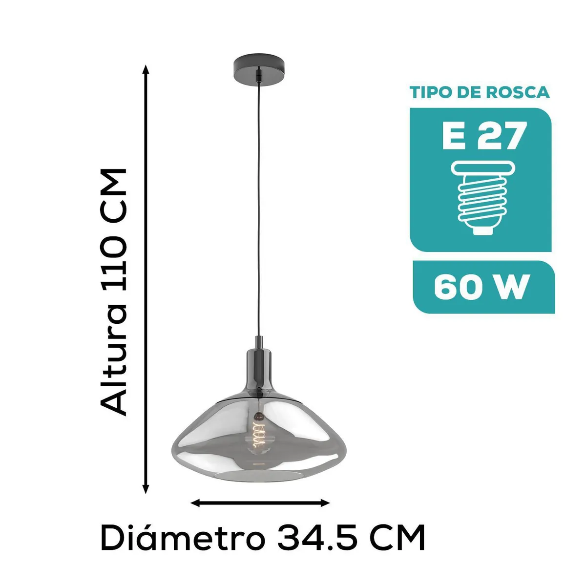 EGLO - Luminaria Colgante Eglo Torrontes E27 1x60w H1100 Ø345