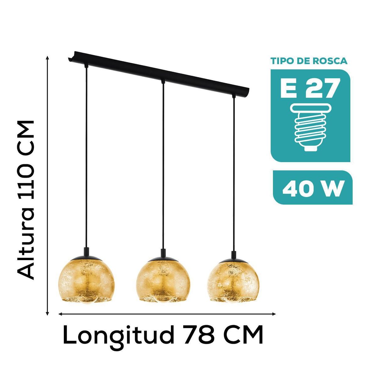 EGLO - Luminaria Colgante Eglo Albaraccin E27 3x40w H1100 A190