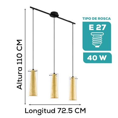 Lmpara Colgante Pinto Gold 3L E27 Eglo