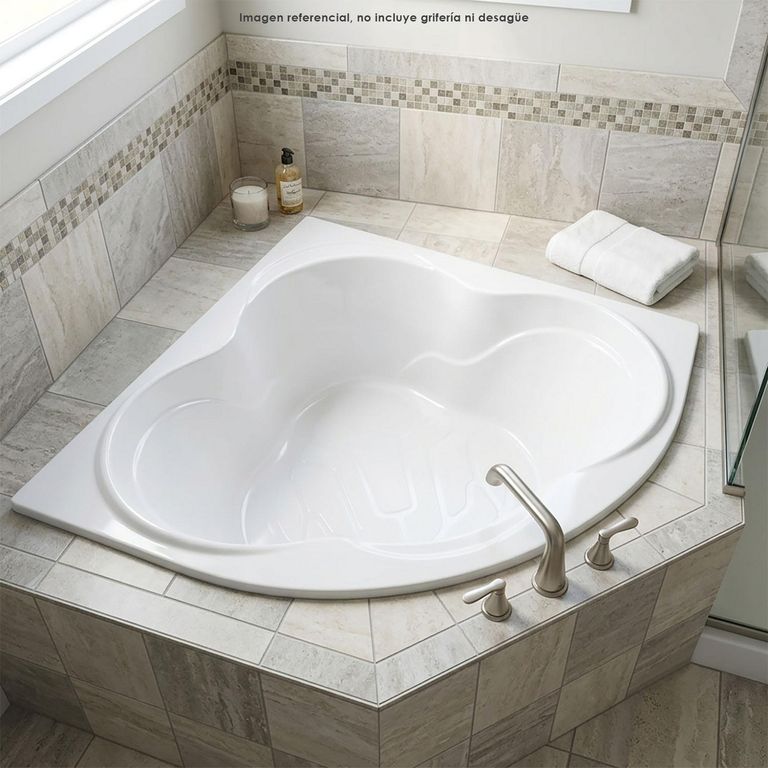 Tina de Baño Esquinera Corian 130x130cm Blanca | Sodimac Perú