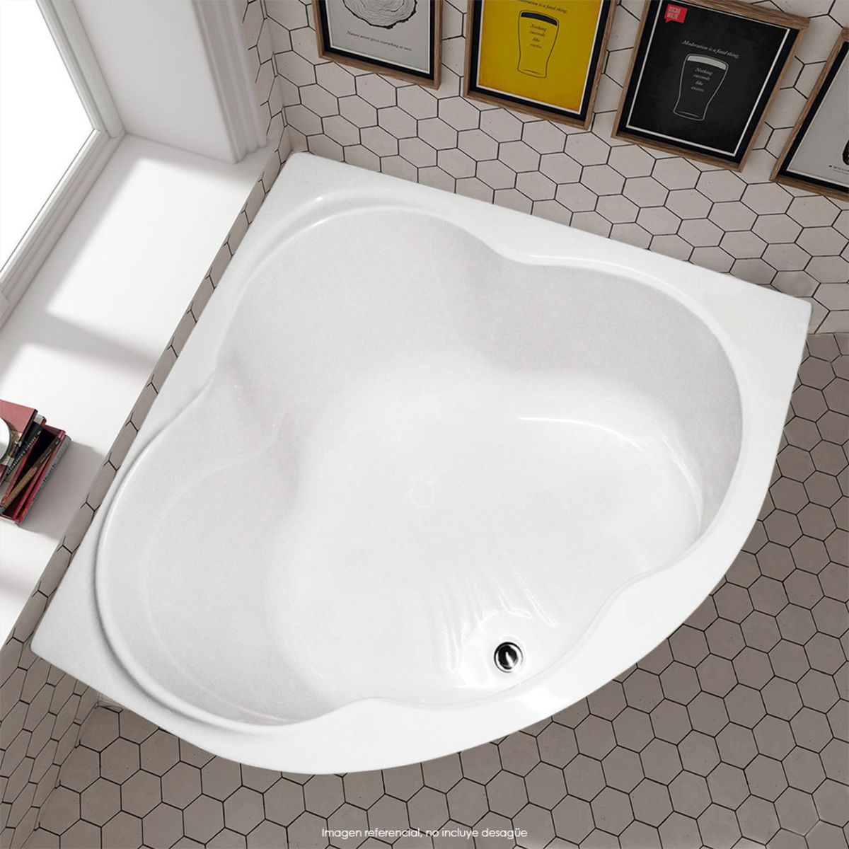 CUBA&SPA - Tina de Baño Esquinera Corian 131x131cm Blanca