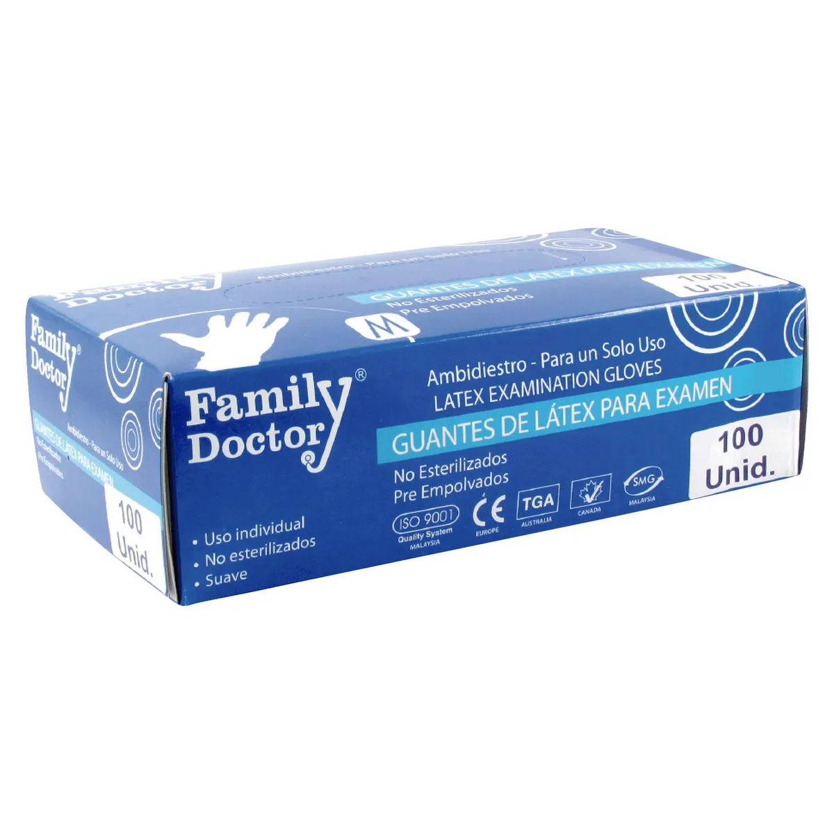 FAMILY DOCTOR - Guantes de Látex Medium caja x 100 unidades