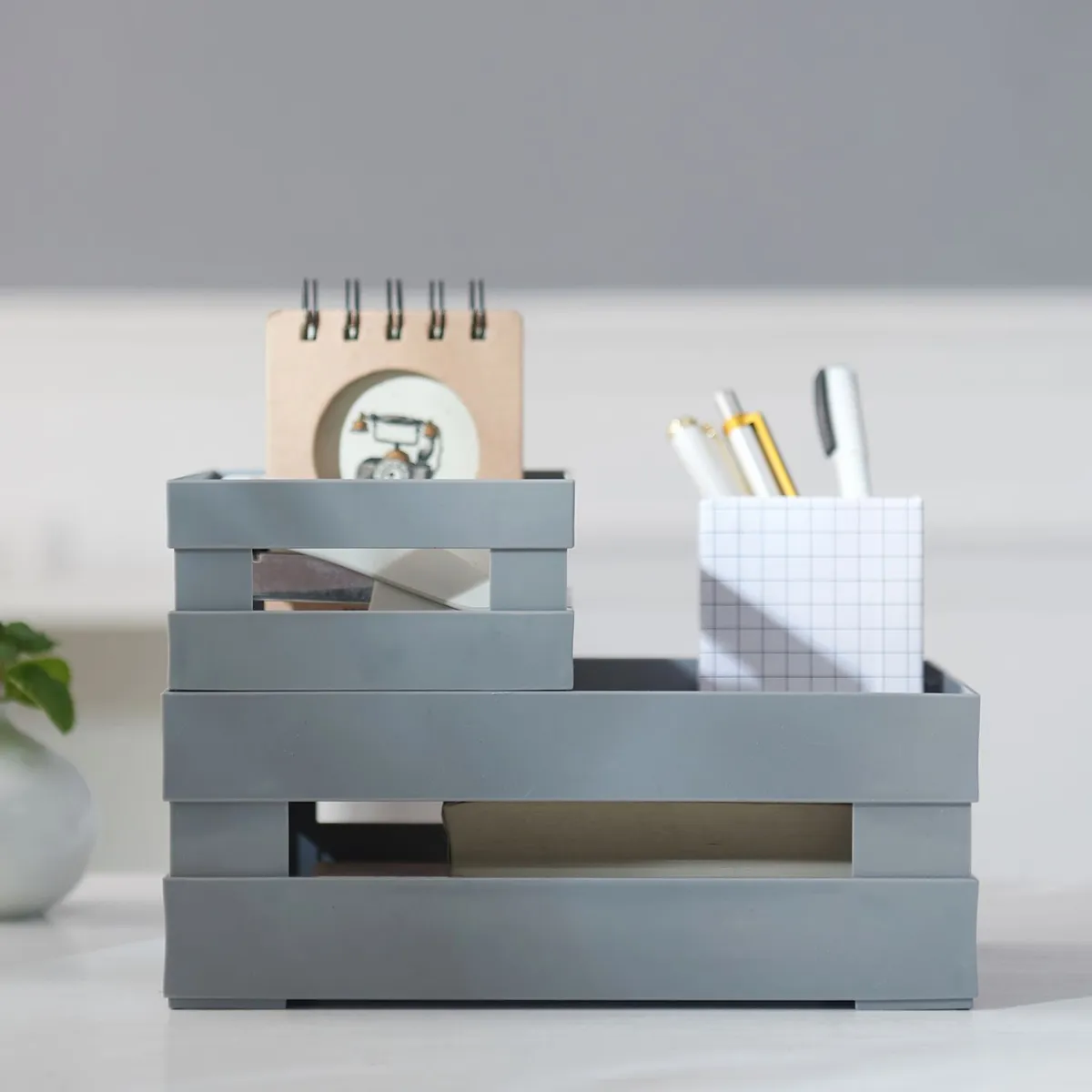 JUST HOME COLLECTION - Canasta Gris 22.5x30.5x11.5cm