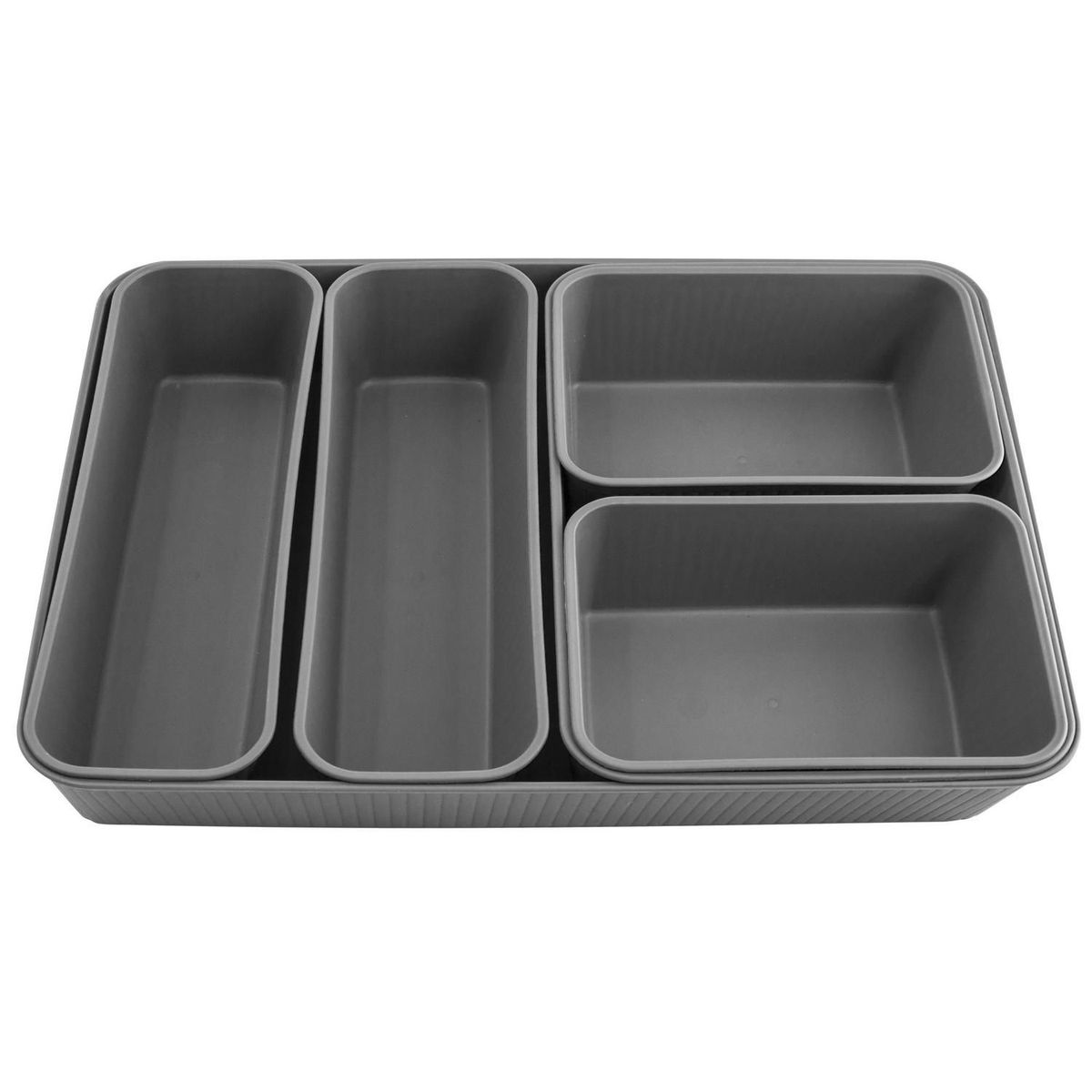 JUST HOME COLLECTION - Set 6 Organizadores Plástico Multiuso Gris