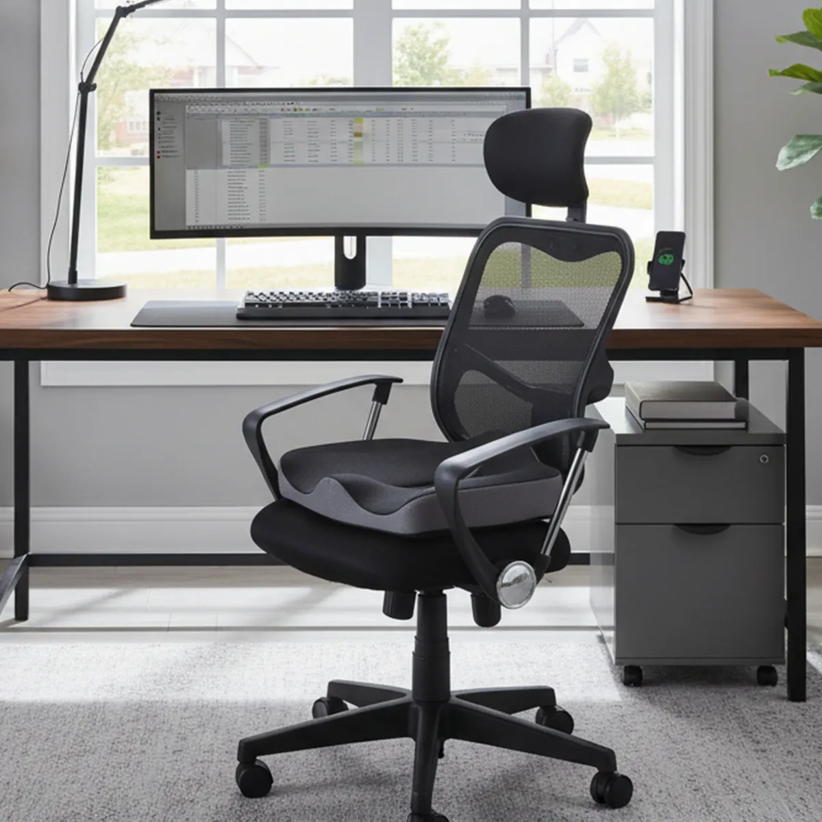 JUST HOME COLLECTION - Cojin Ergonómico Gris para Asiento 45x38cm