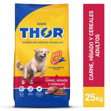 Thor Adultos Alimento para Perros 25 kg Sabor Carne, Hgado y Cereales