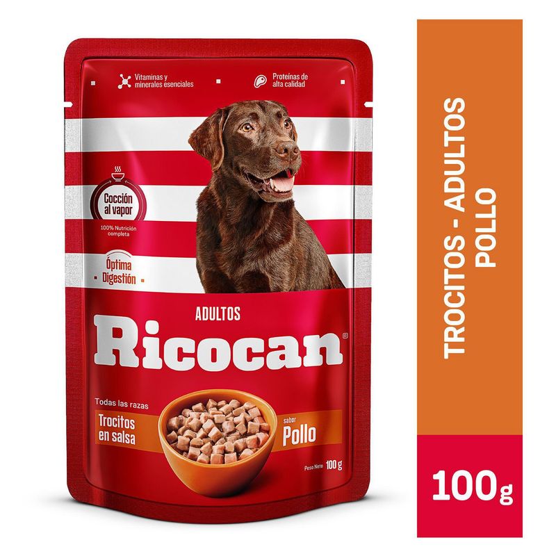 RICOCAN - Ricocan Adultos Alimento Perros Pouch Trocitos 100gr Pollo