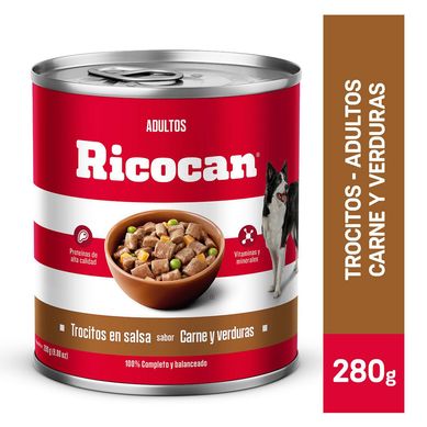 Ricocan Adultos Alimento para Perros Pouch Trocitos 280 gr Sabor Carne y Verduras